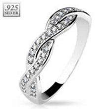 Load image into Gallery viewer, Sterling Silver Rhodium Plated CZ Paved Half Circle Infinity RingAnd Width 5MM