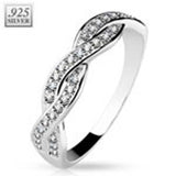 Sterling Silver Rhodium Plated CZ Paved Half Circle Infinity RingAnd Width 5MM