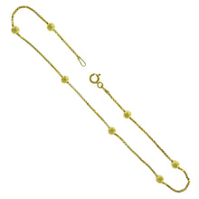 Load image into Gallery viewer, Sterling Silver 1mm D/C Box Chain W. 4mm Bead Gold Plated Anklet