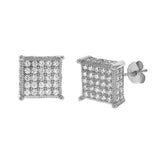 Sterling Silver 5 Lines Micro Pave CZ Stud Earrings