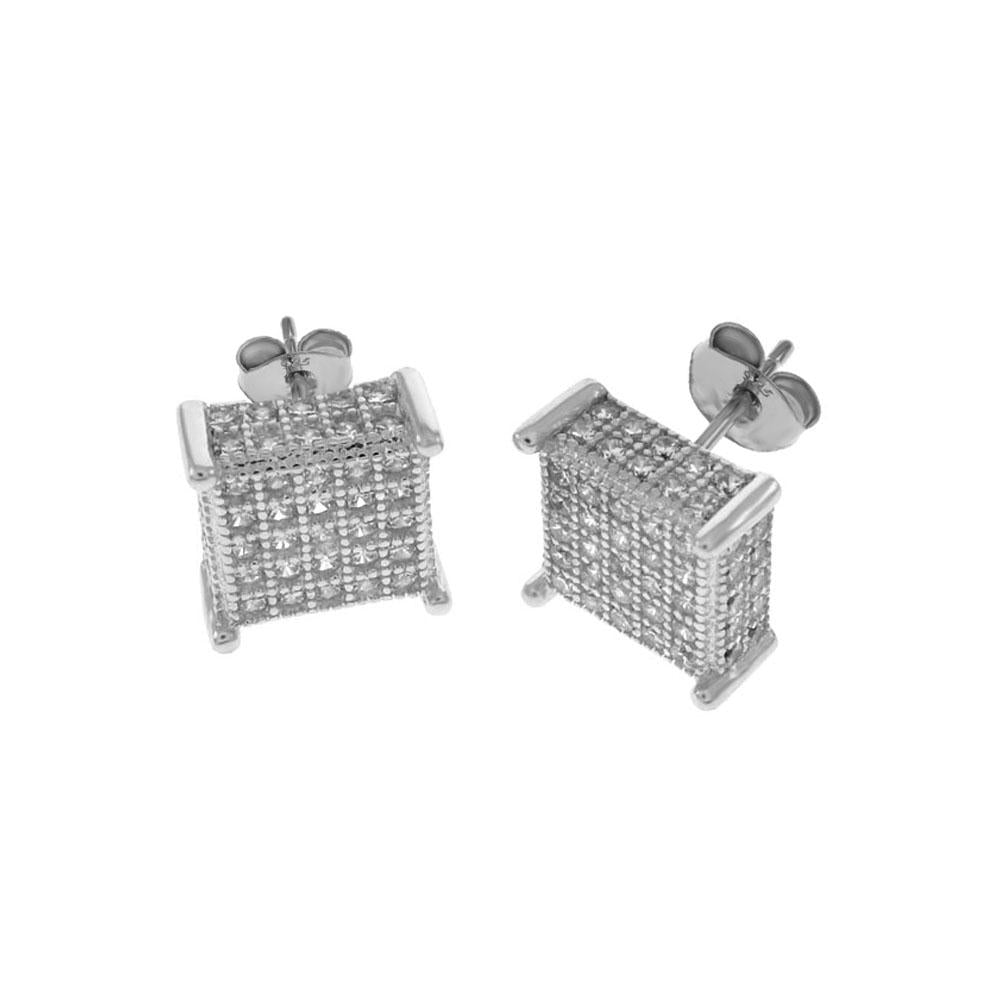 Sterling Silver 5 Lines Micro Pave CZ Stud Earrings