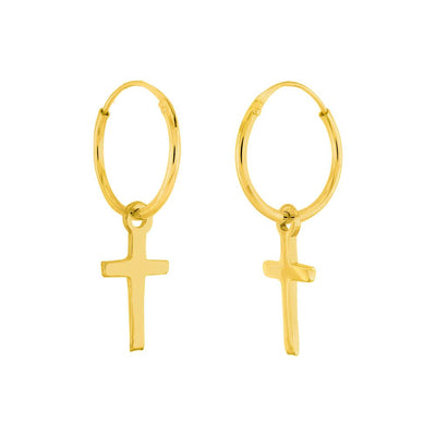 Sterling Silver Dangle Cross W Endless Hoop Earrings