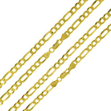 Load image into Gallery viewer, Sterling Silver 5.5mm Super Flat D/C Figaro Gold Plated Chain