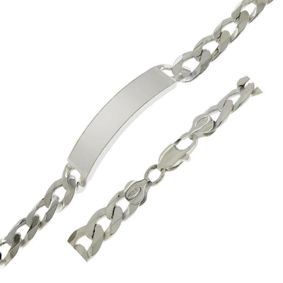 Sterling Silver Flat Curb 250-10.3mm ID Bracelet, Width 11mm