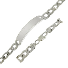 Sterling Silver Flat Curb 250-10.3mm ID Bracelet, Width 11mm