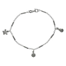 Load image into Gallery viewer, Sterling Silver Lady Bug Flower Butterfly W D/C Tube Fancy Rolo Bracelet