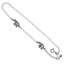 Load image into Gallery viewer, Sterling Silver Italian Rhombus Shape Chain W 2 Elephants Anklet