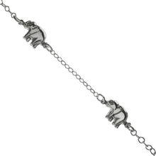 Load image into Gallery viewer, Sterling Silver Italian Rhombus Shape Chain W 2 Elephants Anklet