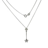Sterling Silver Round Rolo W Butterfly Rhodium Chain