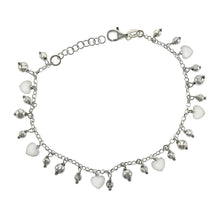 Load image into Gallery viewer, Sterling Silver Italian D/C Rolo W Dangle Heart And Bead Bracelet