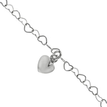 Load image into Gallery viewer, Sterling Silver Italian Heart Chain W Dangle Puff heart Anklet
