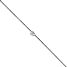 Load image into Gallery viewer, Sterling Silver 1mm Round Snake Chain W Heart Anklet