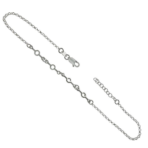 Sterling Silver Italian Fancy Rolo Chain Anklet