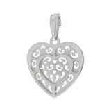 Sterling Silver Italian Laser Cut Double Layer Heart Pendant