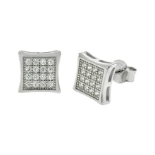 Load image into Gallery viewer, Sterling Silver 4 Lines Micro Pave CZ Rhodium Stud Earrings