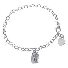 Load image into Gallery viewer, Sterling Silver Italian Oval Link W Cat Charm Bracelet