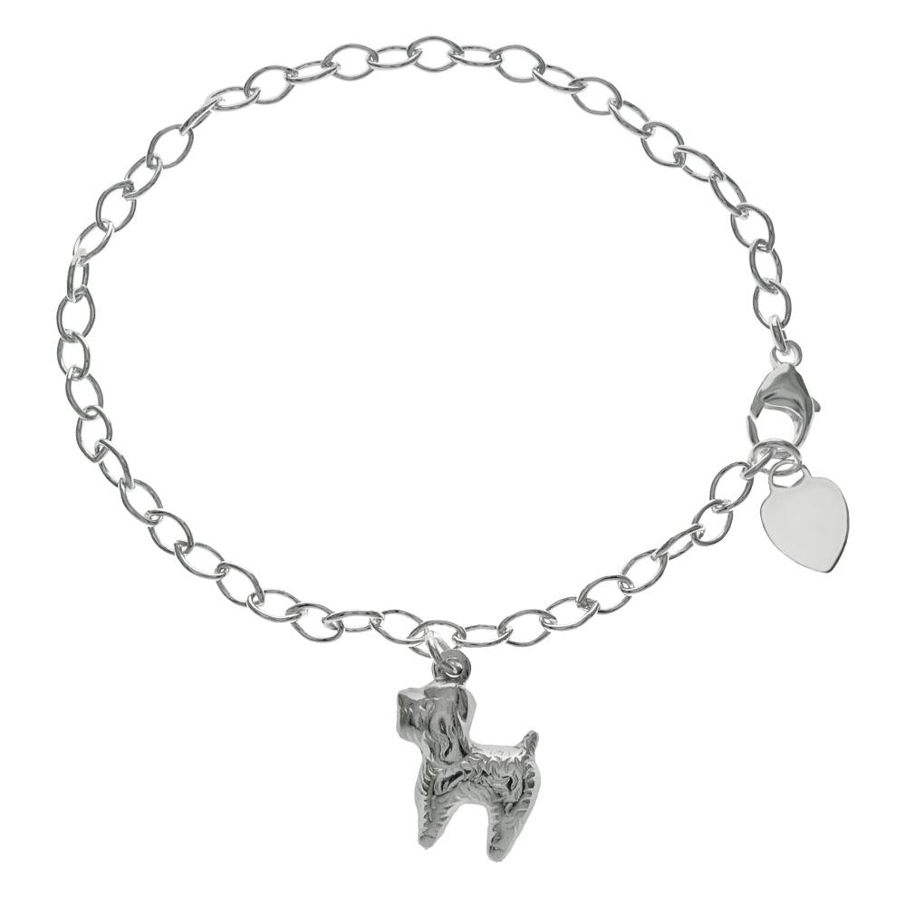 Sterling Silver Italian Oval Link W Engravable Heart And Dog Charm Bracelet