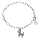 Sterling Silver Italian Oval Link W Engravable Heart And Dog Charm Bracelet