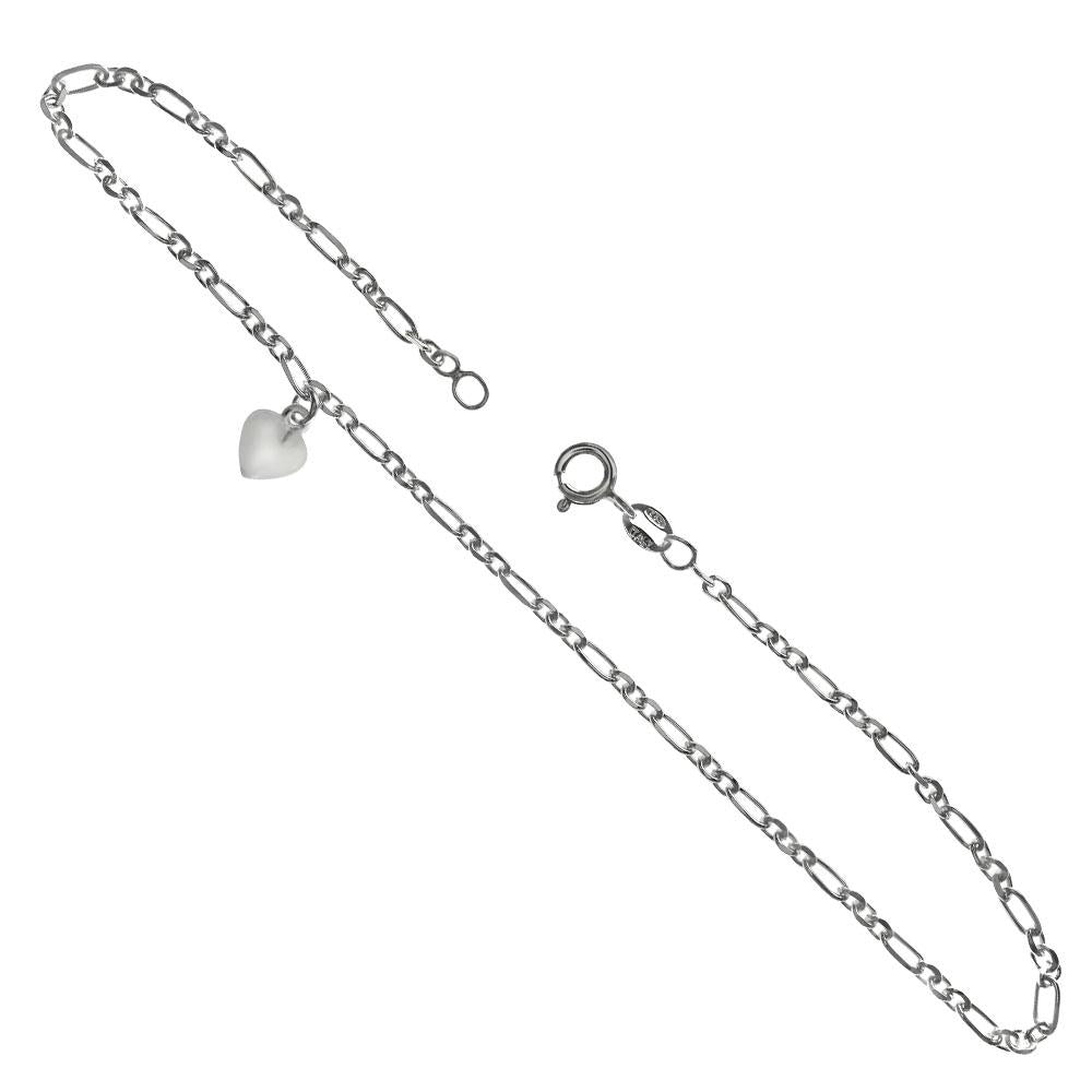 Sterling Italian Silver Dangle Heart Anklet