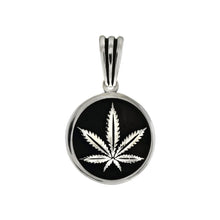 Load image into Gallery viewer, Sterling Silver Weed Leaf Oxidized Medal Pendant