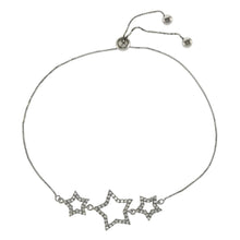 Load image into Gallery viewer, Sterling Silver CZ Star W. 0.8mm Box Chain Sterling Silver Rhodium Adjustable Bracelet