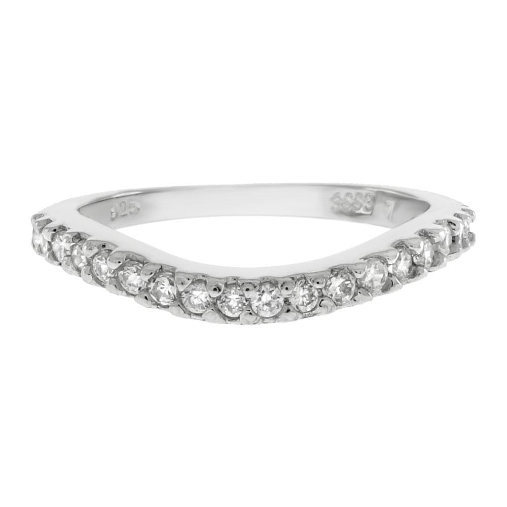 Sterling Silver Cubic Zirconia Curve Band Ring