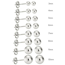 Load image into Gallery viewer, 14K High Polish White Gold Classy Ball Earrings with (Friction Post/Tension Back)