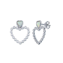 Load image into Gallery viewer, Sterling Silver Rhodium Plated Open Heart Bubble CZ Stud Earrings