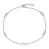 Sterling Silver Rhodium Plated Wave Link Anklet
