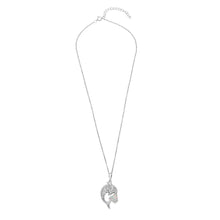 Load image into Gallery viewer, Sterling Silver Rhodium Plated CZ Dolphin With Heart Necklace