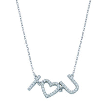 Load image into Gallery viewer, Sterling Silver Rhodium Plated CZ I Heart U Necklace