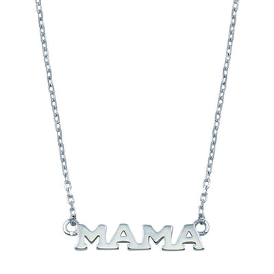 Sterling Silver Rhodium Plated MAMA Necklace