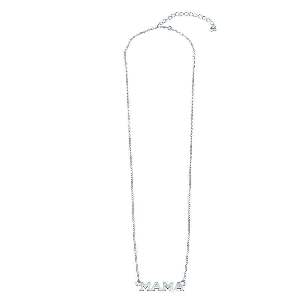 Sterling Silver Rhodium Plated MAMA Necklace