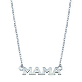 Sterling Silver Rhodium Plated MAMA Necklace
