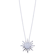 Load image into Gallery viewer, Sterling Silver Rhodium Plated Clear CZ Sun Necklace