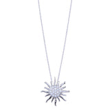 Sterling Silver Rhodium Plated Clear CZ Sun Necklace
