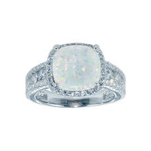 Load image into Gallery viewer, Sterling Silver Rhodium Plated Opal Stone With CZ Ring