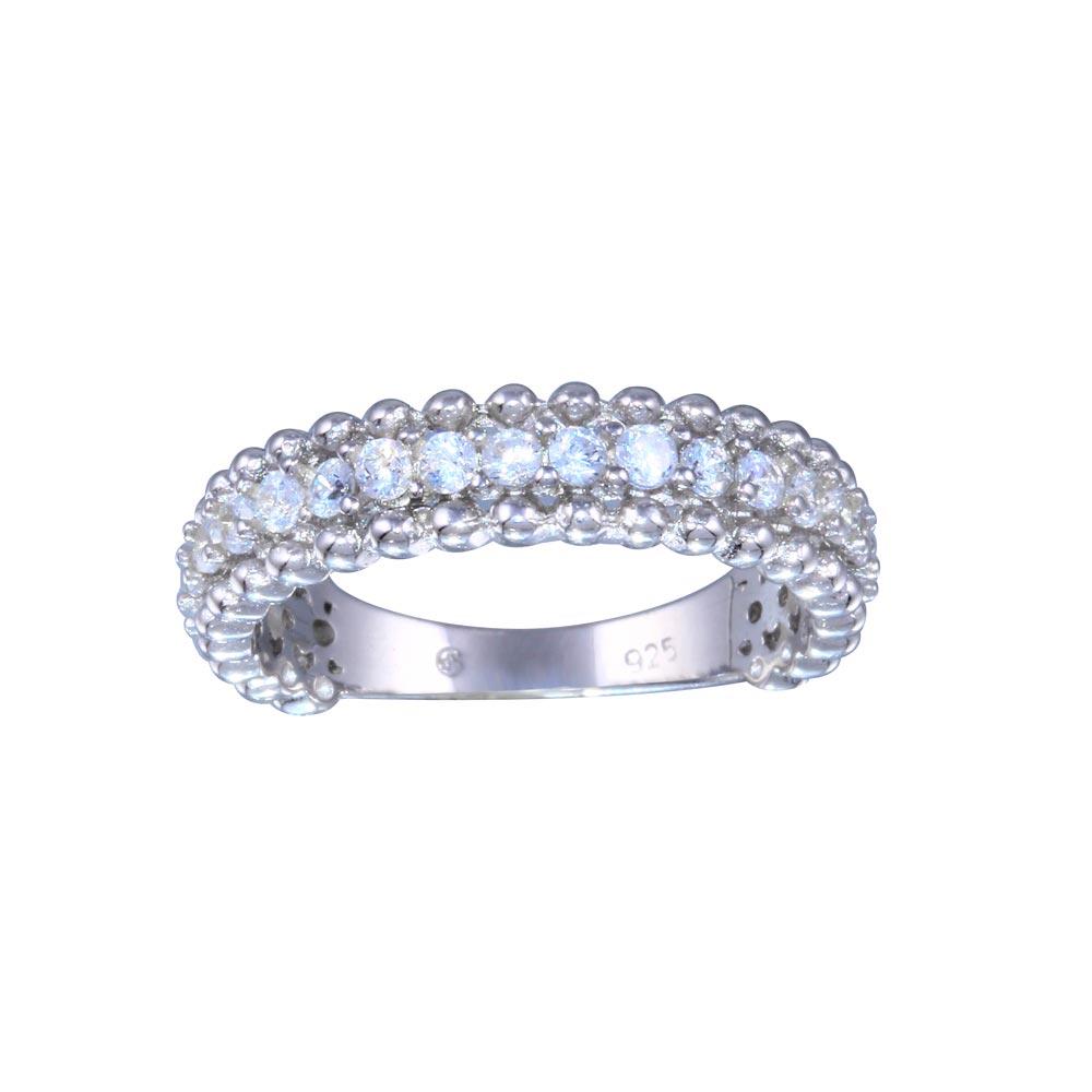 Sterling Silver Rhodium Plated Clear CZ Ring