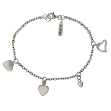 Load image into Gallery viewer, Sterling Silver Variety of Dangle Heart Rhodium Charm Bracelet