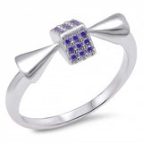 Sterling Silver Baby Ring with Amethyst Colored Crystal Stones And Face Height of  7 mm