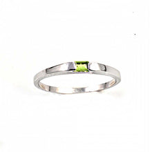 Load image into Gallery viewer, Sterling Silver Baguette-Cut Peridot Cz Baby Ring with Ring Band Width of 1MM
