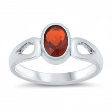 Load image into Gallery viewer, Sterling Silver Rhodium Plated Oval-Cut Garnet Cz Baby Ring with Ring Face Height of 8MM