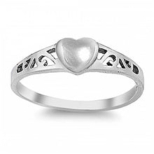 Load image into Gallery viewer, Sterling Silver Heart and Swirl Design Baby Ring with Ring Face Height of 5MM and Ring Band Width of 2MM