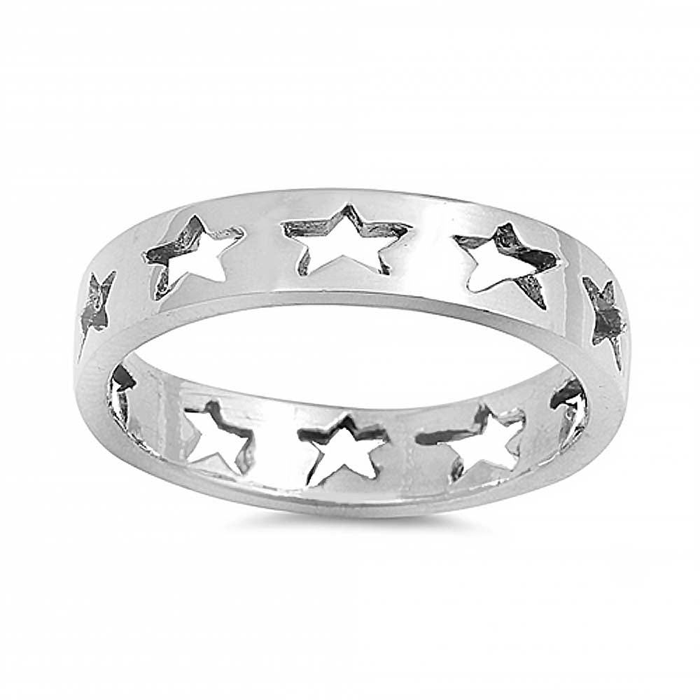 Sterling Silver Star Baby Ring with Ring band Width of 4MM