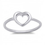Sterling Silver Open Heart Baby Ring with Ring Face Height of 6MM