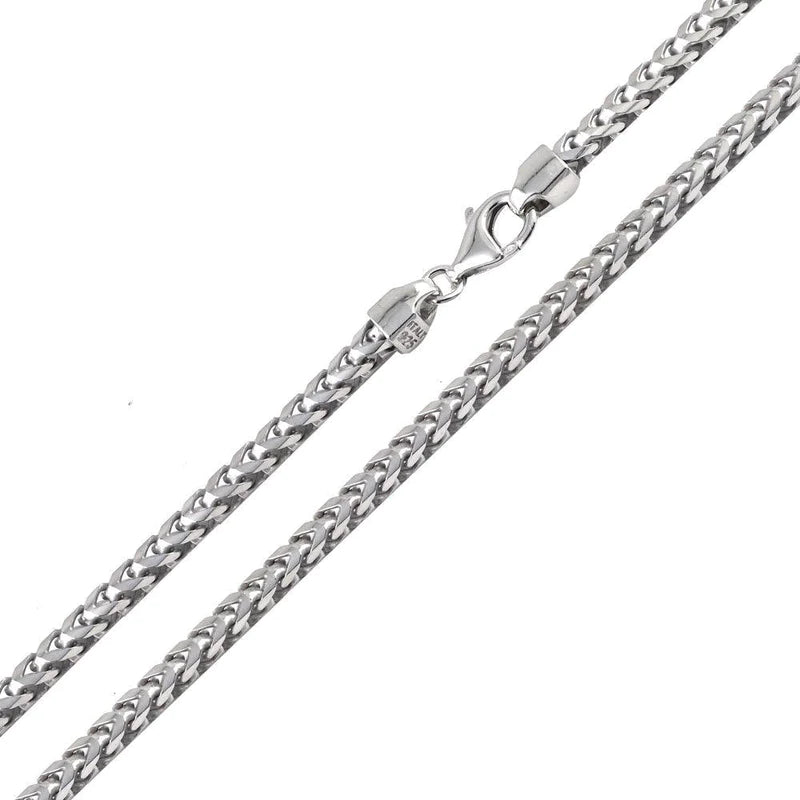 Italian Sterling Silver Rhodium Plated Franco Chain 370-3.7 MM with Lobster Clasp Closure