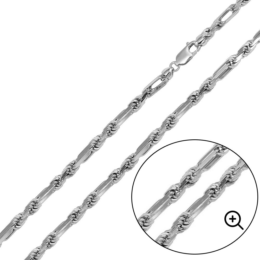 Sterling Silver High Polished 5.7 mm Figarope Chain