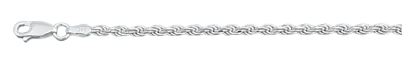 Italian Solid Sterling Silver Rope Chain 060 - 3.0MM Nickel Free Necklace with Lobster Claw Clasp Closure