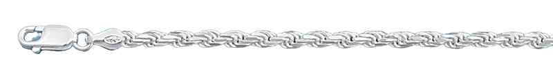 Italian Solid Sterling Silver Rope Chain 070 - 3.5MM Nickel Free Necklace with Lobster Claw Clasp Closure