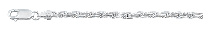 Italian Solid Sterling Silver Rope Chain 080 - 4MM Nickel Free Necklace with Lobster Claw Clasp Closure